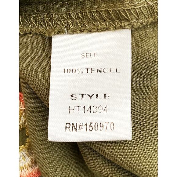 Hummingbird Women's Long Sleeve Button Down Shirt Floral Embroidered Distressed - Picture 5 of 8